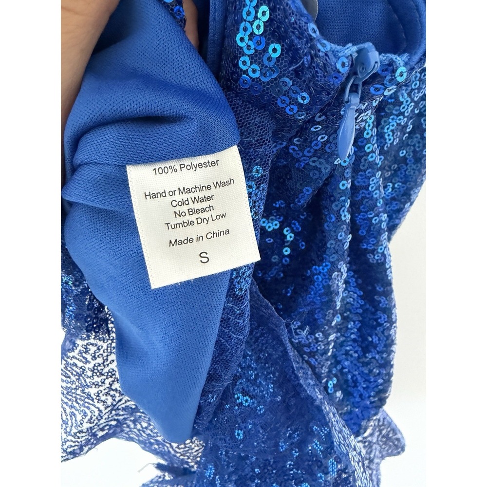 LUCY IN THE SKY Women Royal Blue Sequin Lace-Up Back Mini Dress Sz SMALL - Picture 8 of 9